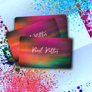 Tarjeta De Visita elegante naranja turquesa magenta atrevido artísti
