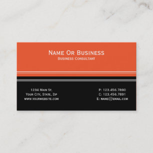 Tarjeta De Visita Elegante Naranja único bloque de color negro Minim