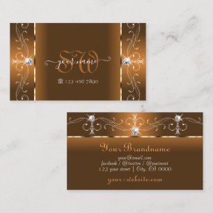 Tarjeta De Visita Elegante Naranja y Monograma de joyas de contraban