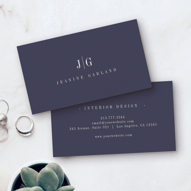 Tarjeta De Visita Elegante Naval Profesional Simple Monograma Mínimo (Stylish, elegant and professional. Make this understated business card part of your branding!)