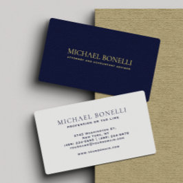 Tarjeta De Visita Elegante Navy Blue Leather Look Profesional