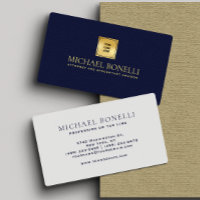 Elegante Navy Blue Leather Profesional Tu Logo