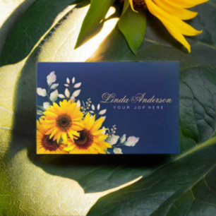 Tarjeta De Visita Elegante negocio de girasoles rústicos Eucalyptus