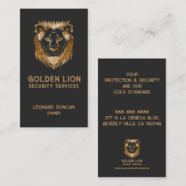 Tarjeta De Visita Elegante Negra de Servicios de Seguridad de Leones