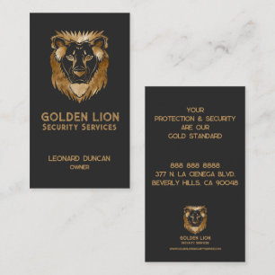 Tarjeta De Visita Elegante Negra de Servicios de Seguridad de Leones