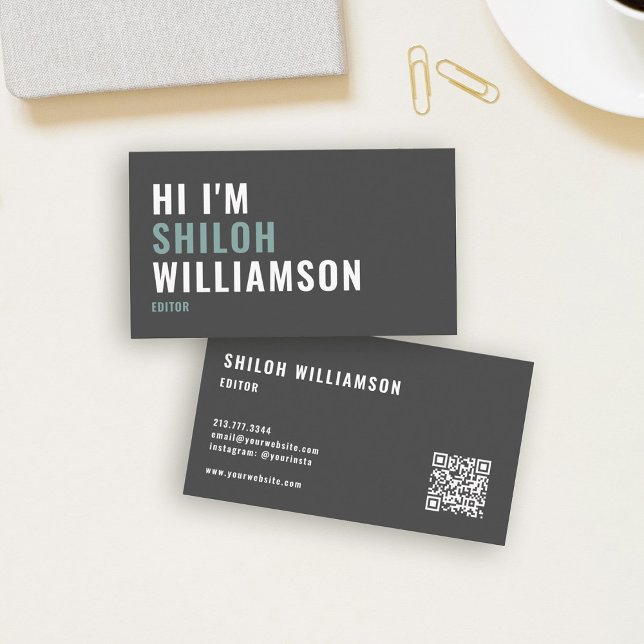 Tarjeta De Visita Elegante negrita Guay Strin Modern Typography QR (Subido por el creador)