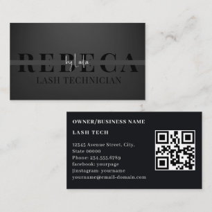 Tarjeta De Visita Elegante negrita Lash Tech QR Code