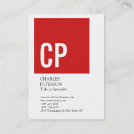 Tarjeta De Visita Elegante negrita Texto Monograma rojo Blanco Profe
