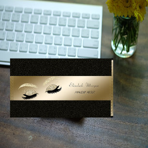 Tarjeta De Visita Elegante, negro, azotes Purpurinas de oro, artista
