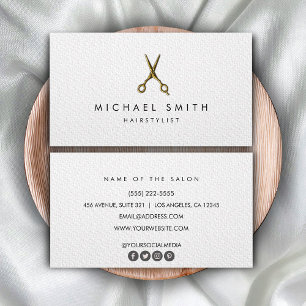 Tarjeta De Visita Elegante negro blanco peinado Sensador Minimalista