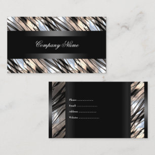 Tarjeta De Visita Elegante negro blanco plata indestructible