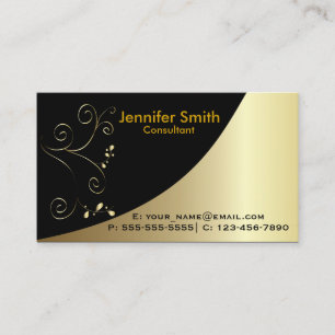 Tarjeta De Visita Elegante negro dorado