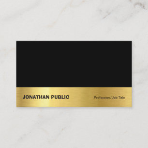 Tarjeta De Visita Elegante Negro Dorado Plano Profesional Moderno