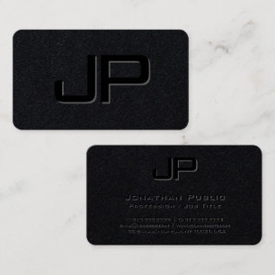 Tarjeta De Visita Elegante negro monogramado negro premium negro