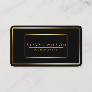 Tarjeta De Visita Elegante negro profesional moderno Platón dorado