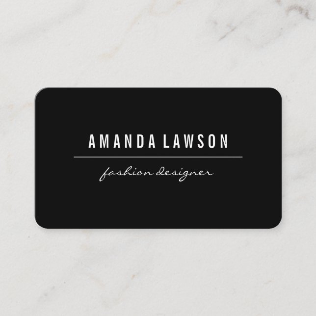 Tarjeta De Visita Elegante negro simple (Anverso)
