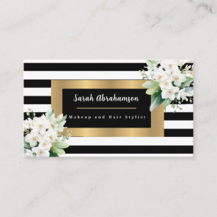 Tarjeta De Visita Elegante negro y blanco rayado