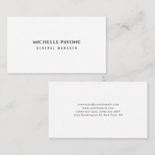 Tarjeta De Visita Elegante Negro y Blanco Simple Sencillo Profesiona