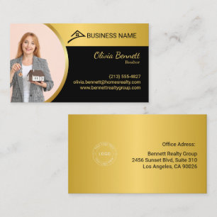 Tarjeta De Visita Elegante negro y dorado