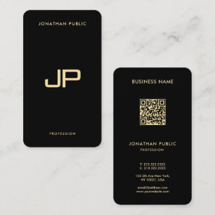 Tarjeta De Visita Elegante negro y dorado QR Código Lujo Seda Premiu