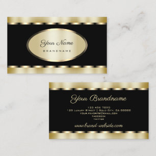 Tarjeta De Visita Elegante negro y dorado Shimmer Efecto Profesional