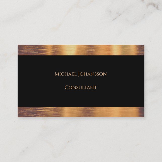 Tarjeta De Visita Elegante negro y oro  (Anverso)