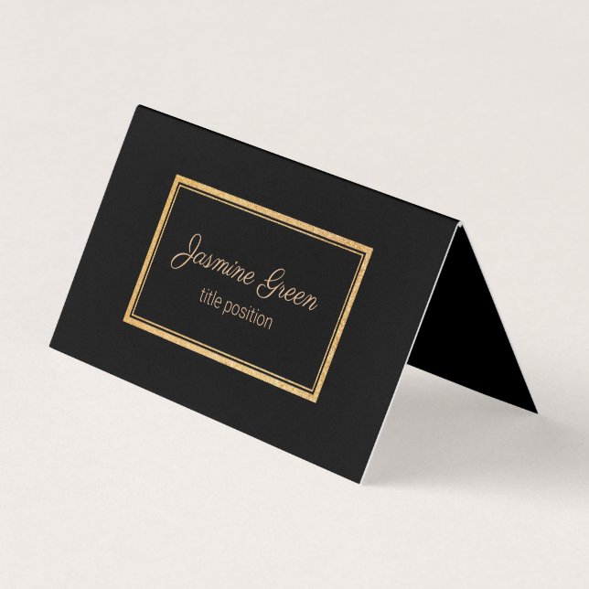 Tarjeta De Visita Elegante Negro Y Oro (Anverso)