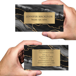 Tarjeta De Visita Elegante negro y oro Agate Luxury