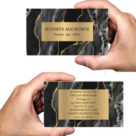 Tarjeta De Visita Elegante negro y oro Agate Luxury