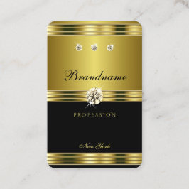 Tarjeta De Visita Elegante negro y oro con diamantes de lujo
