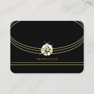 Tarjeta De Visita Elegante negro y oro con diamantes espumosos