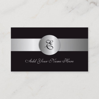 Tarjeta De Visita Elegante negro y plateado