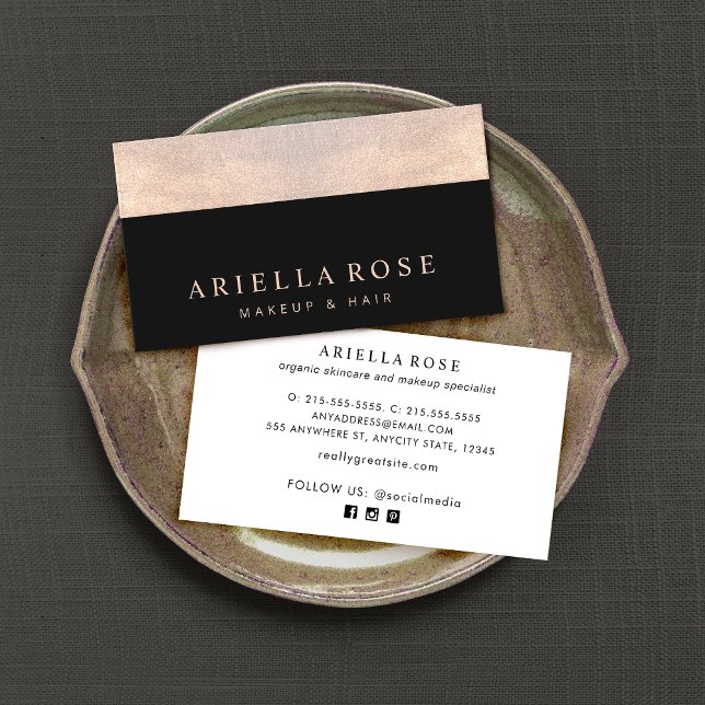 Tarjeta De Visita Elegante negro y Rosa Purpurina de la imitación de (Subido por el creador)