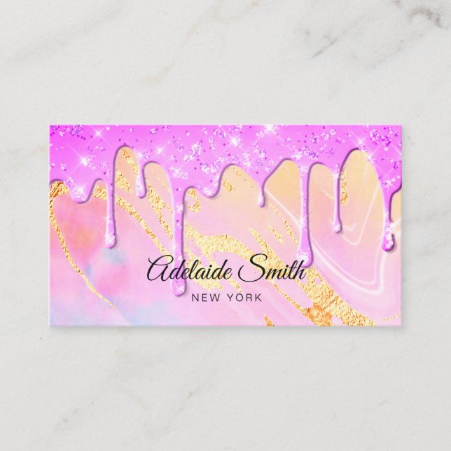 Tarjeta De Visita elegante neón rosa naranja (Anverso)