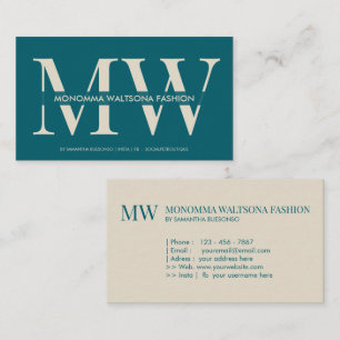 Tarjeta De Visita Elegante nombre con letra de monograma en verde ma