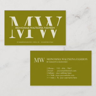 Tarjeta De Visita Elegante nombre con letras de monograma en verde o