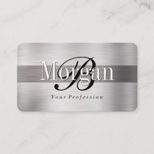 Tarjeta De Visita Elegante nombre de monograma DIY, acero cepillado