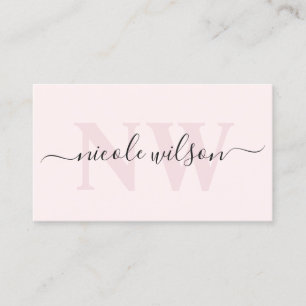 Tarjeta De Visita Elegante nombre de monograma rosa minimalista