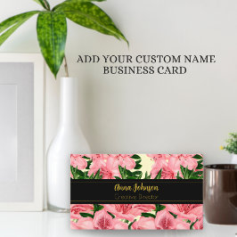 Tarjeta De Visita Elegante nombre floral rojo