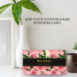 Tarjeta De Visita Elegante nombre floral rojo