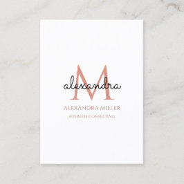 Tarjeta De Visita Elegante Nombre Monograma Rubor Blanco Rosa Negro