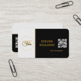 Tarjeta De Visita Elegante Nombre Monogramado, Firma / Código QR