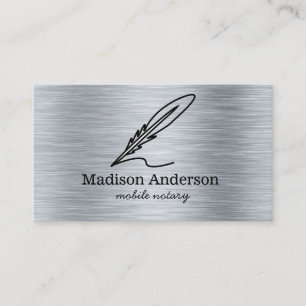 Tarjeta De Visita Elegante Notaría Móvil Pluma Metal Pulido Dorado