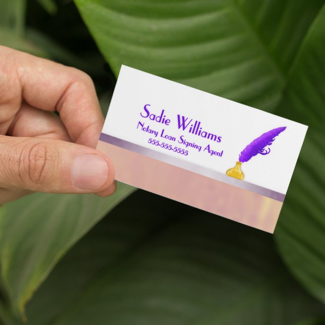 Tarjeta De Visita Elegante Notario Agente de firma de préstamos Purp (Subido por el creador)