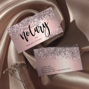 Tarjeta De Visita Elegante notario metálico rosa purpurina oro