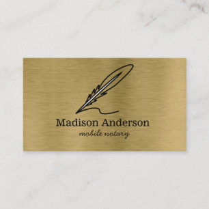 Tarjeta De Visita Elegante Notario Móvil Quill Gold Cepillado Metali