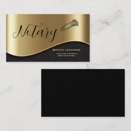 Tarjeta De Visita Elegante Notario Pluma Feathered Negro & Oro