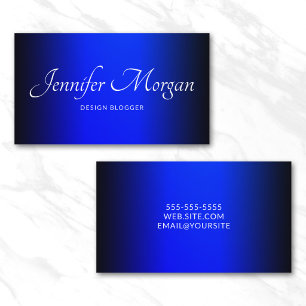 Tarjeta De Visita Elegante Ombre Azul Zafiro y Negro