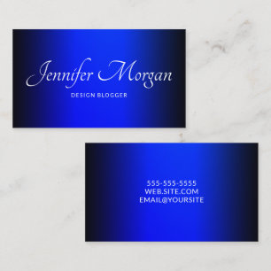 Tarjeta De Visita Elegante Ombre Azul Zafiro y Negro