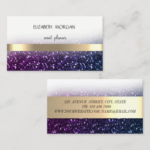 Tarjeta De Visita Elegante Ombre Moderno con Brillo Bokeh ,Rayas Dor